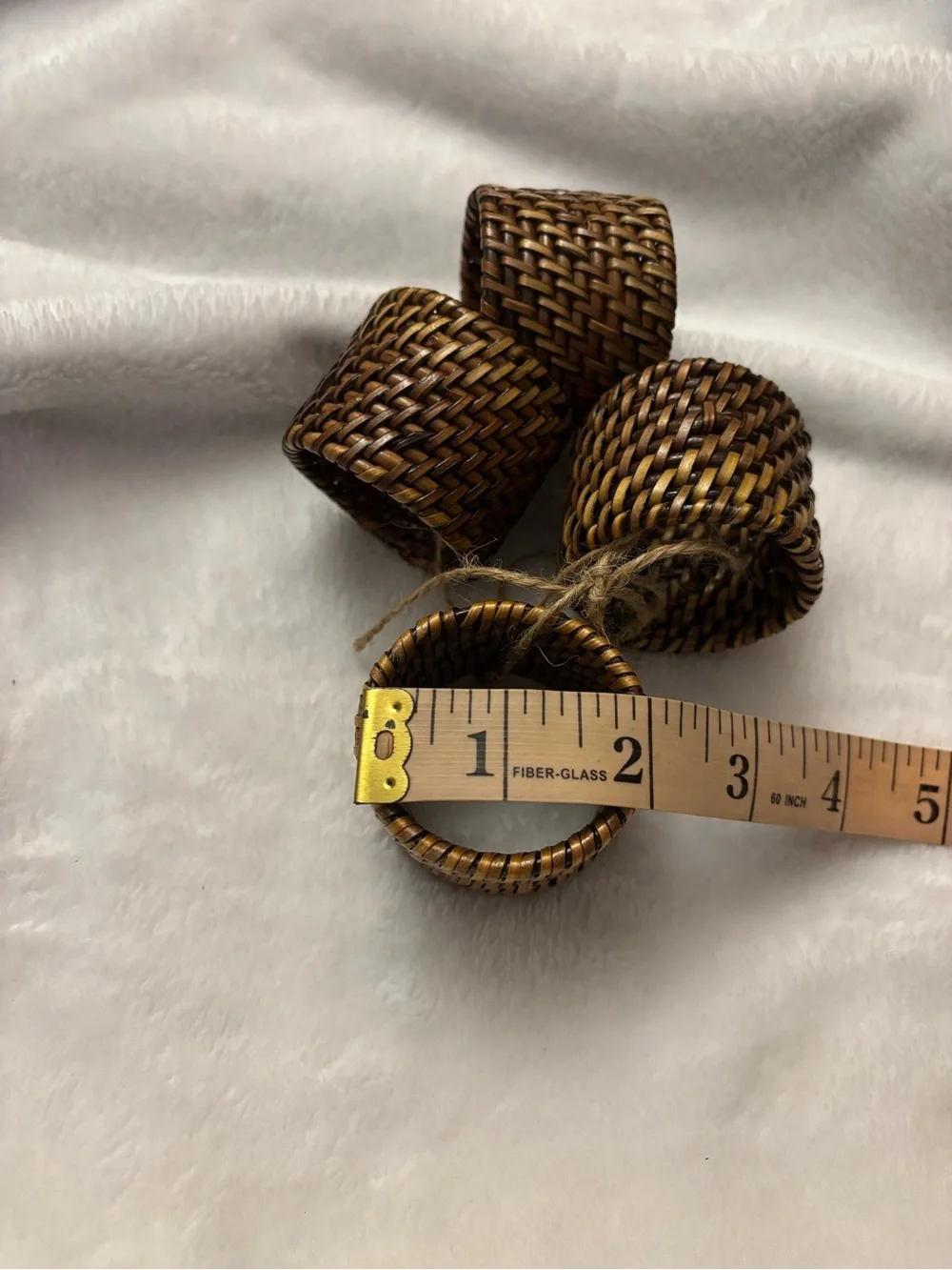 Handwoven Rattan Napkin Rings - Set of 4 - Boho Tablescape NWOT